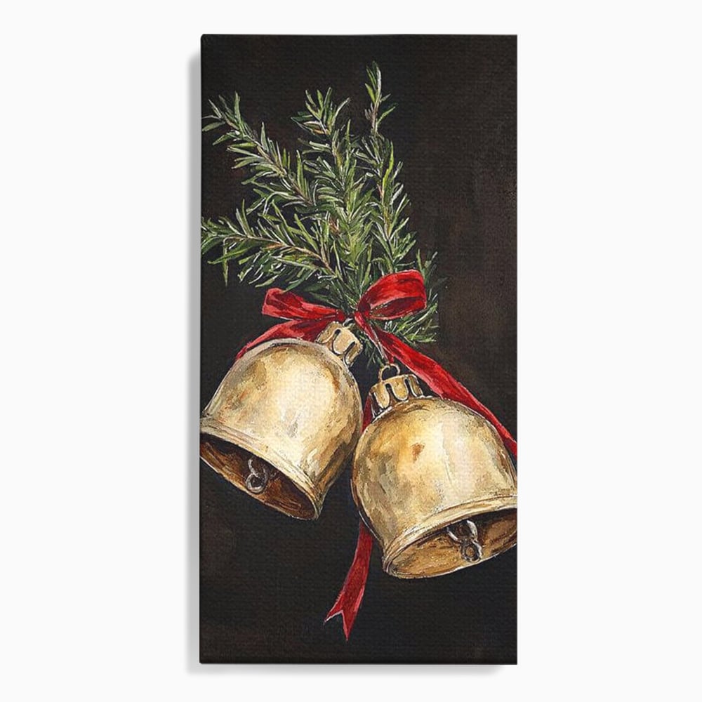 Tablou canvas cu tablou canvas cu clopotei de craciun, fara rama, pe sasiu de lemn